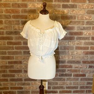 Forever 21 white large crop blouse